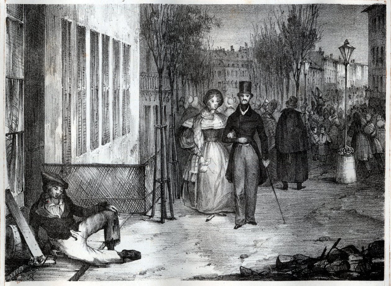 Promenade sur les boulevards v Paříži v 19. století - rytina od Unknown artist