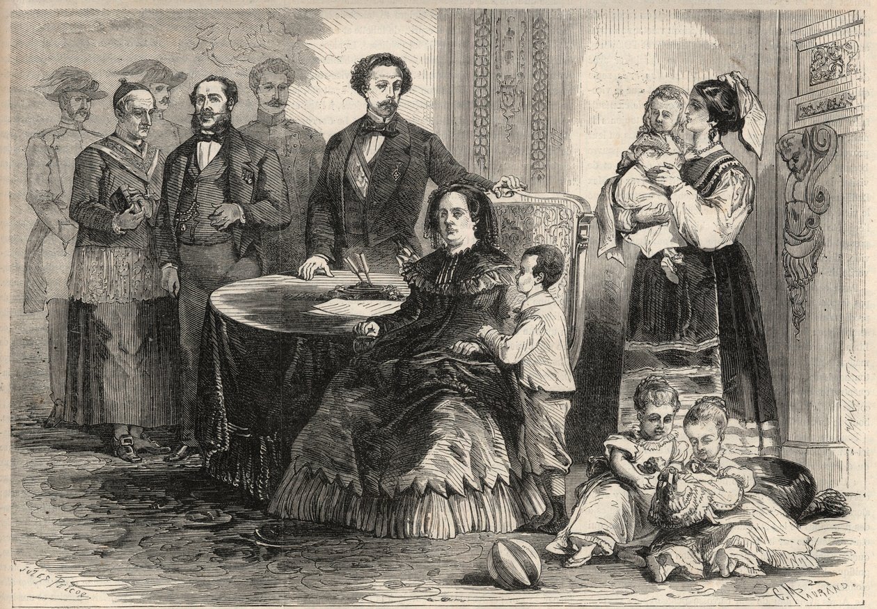 Španělská královna Isabella II (Isabella Bourbonská) (1830-1904) a František z Assisi Bourbonský nebo Francois I. Španělský (1822-1902) se po zářijové revoluci uchýlili se svými dětmi na zámek Pau ve Francii (Gloriosa) . Mezi jejich dětmi od Unknown artist