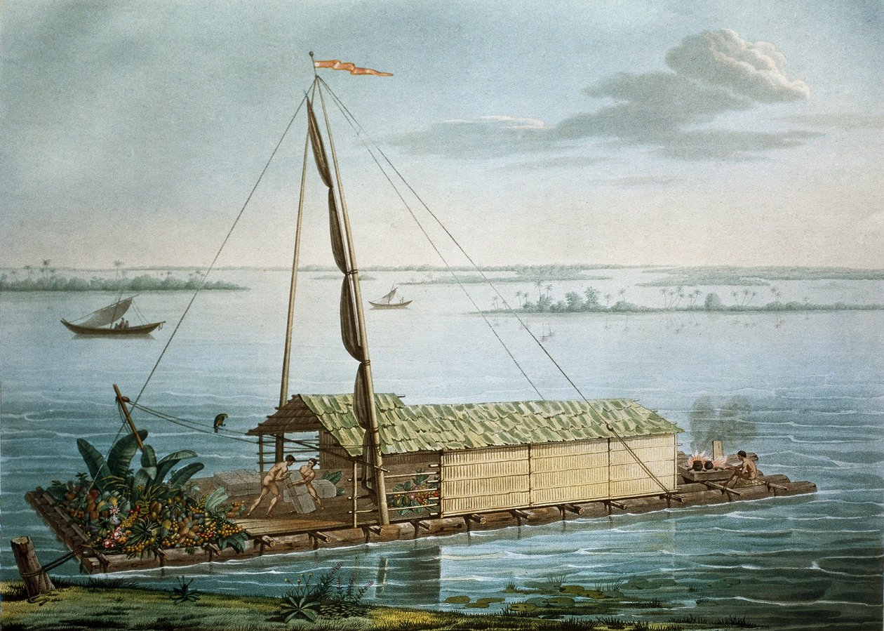 Raft na řece Guayaquil, Ekvádor od Unknown artist