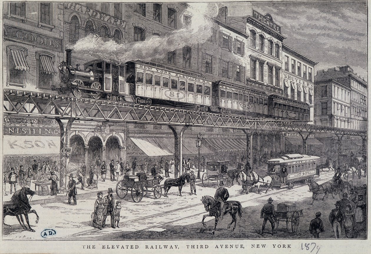 Zvýšená železnice na 3rd Avenue, New York od Unknown artist