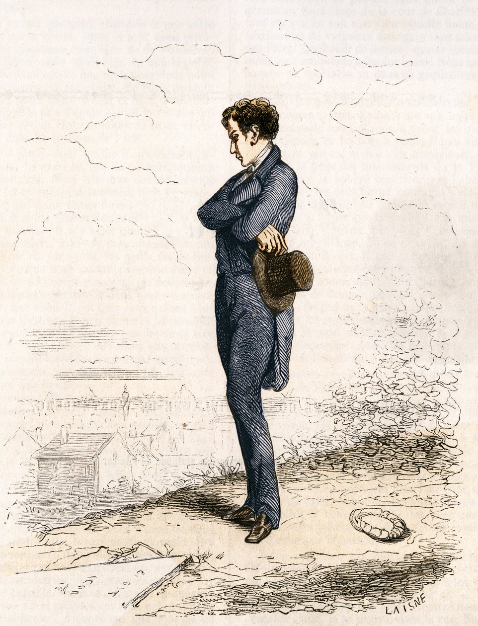 Rastignac zůstává sám, udělal pár kroků na hřbitov... od Unknown artist
