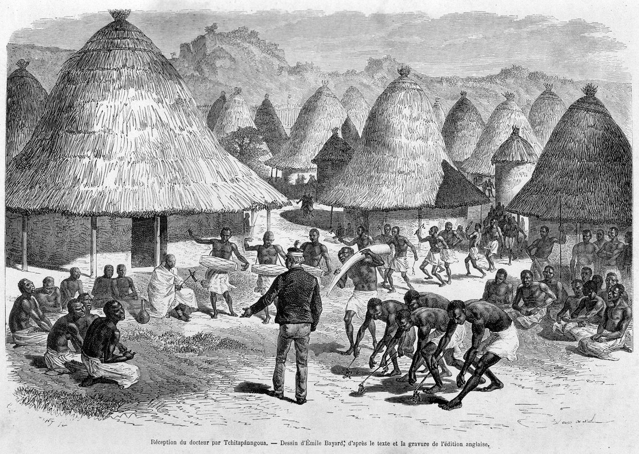 Přijetí Dr. Livingstona od Tchitapanngoua - “” Poslední plavba Livingstonea 1866-1873”” v “” Kolem světa””, 2. sem. 1875 od Unknown artist