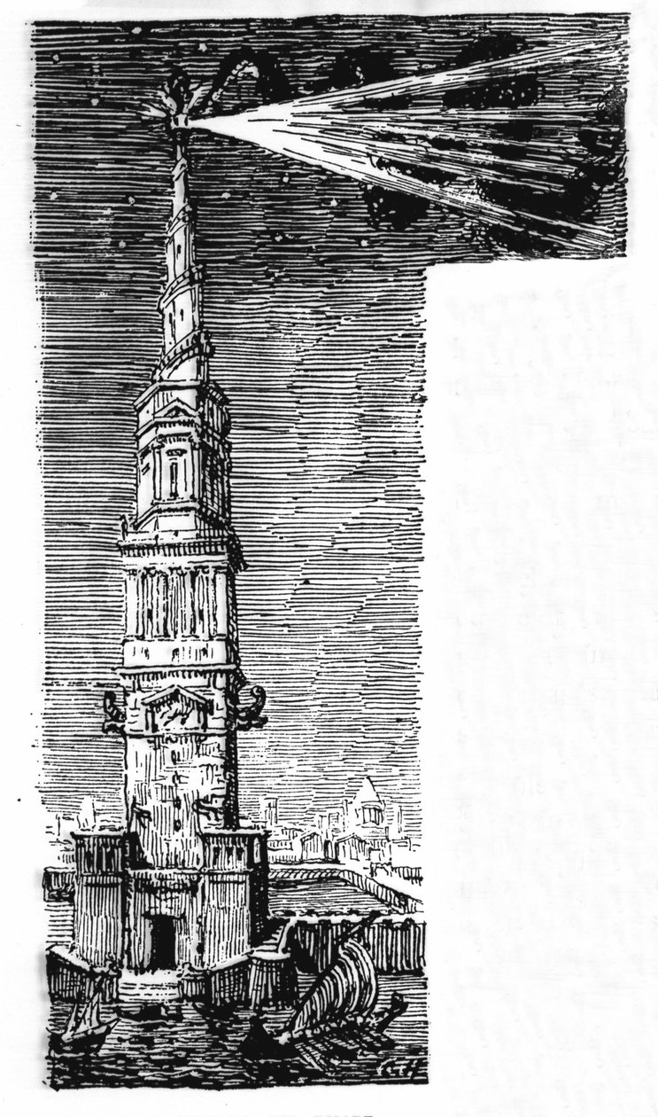 Rekonstrukce majáku Alexandrie po Ebers Egypt. od Unknown artist