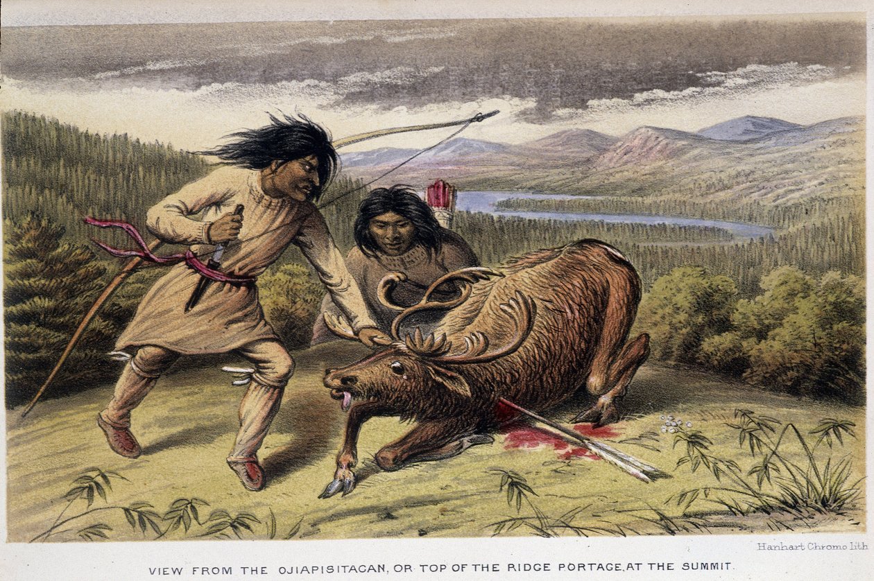 Indiáni lovící soby – v „“Exploration of the Labrador Peninsula““ od Hind, Londýn od Unknown artist