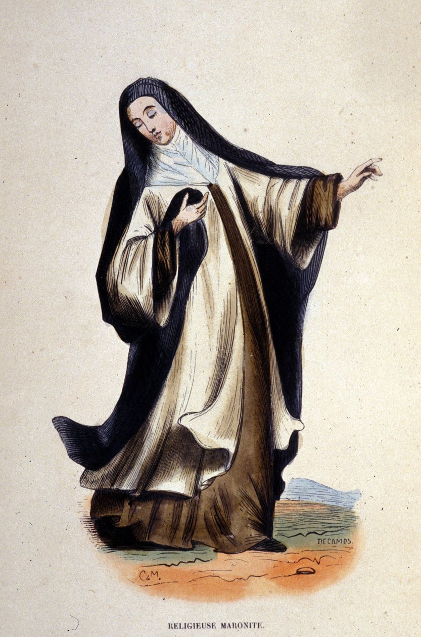 Náboženský maronit. Rytina z alba o řeholních řádech, Paříž od Unknown artist