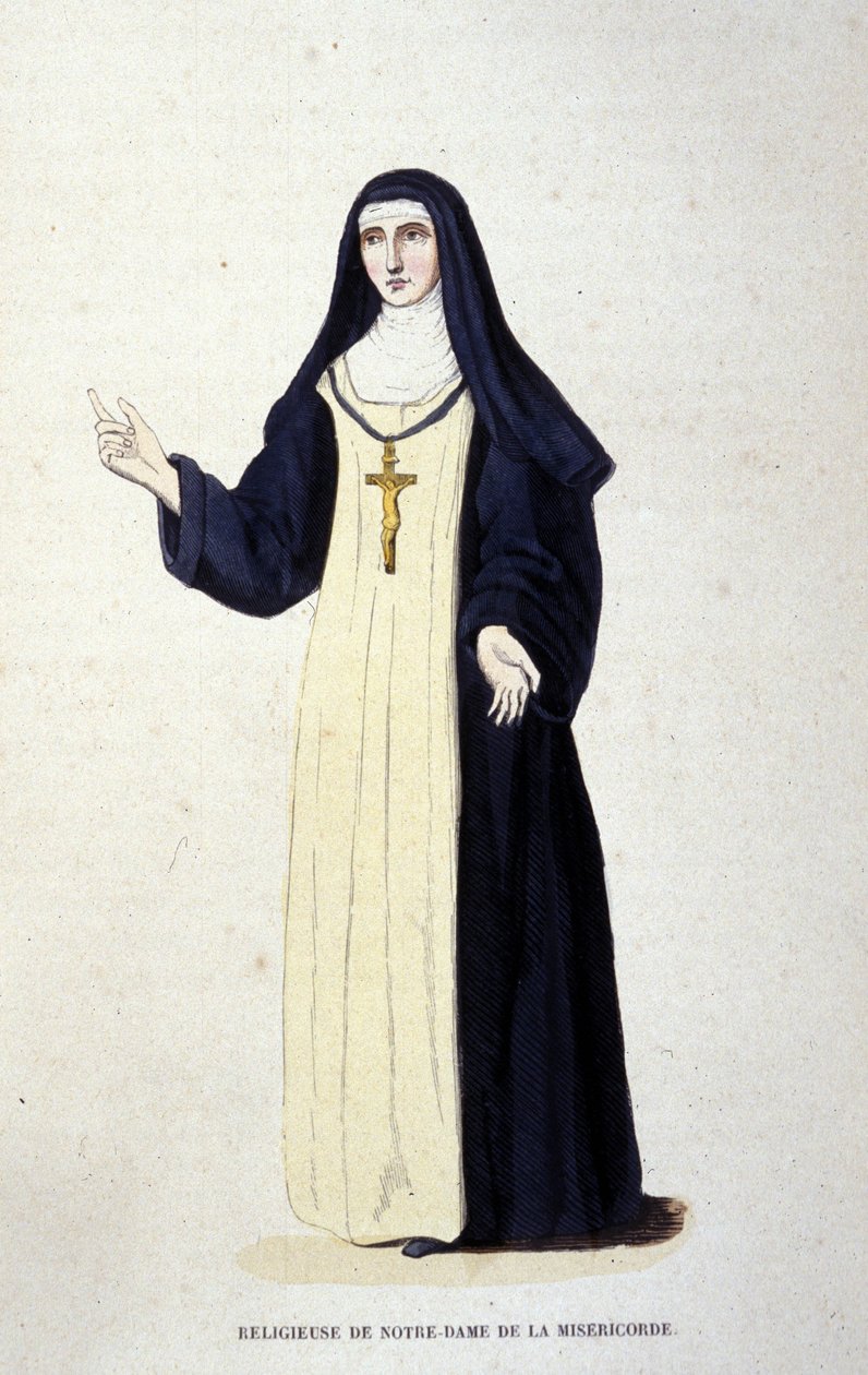 Řeholník Panny Marie z Misericordu. Rytina z alba o řeholních řádech, Paříž od Unknown artist