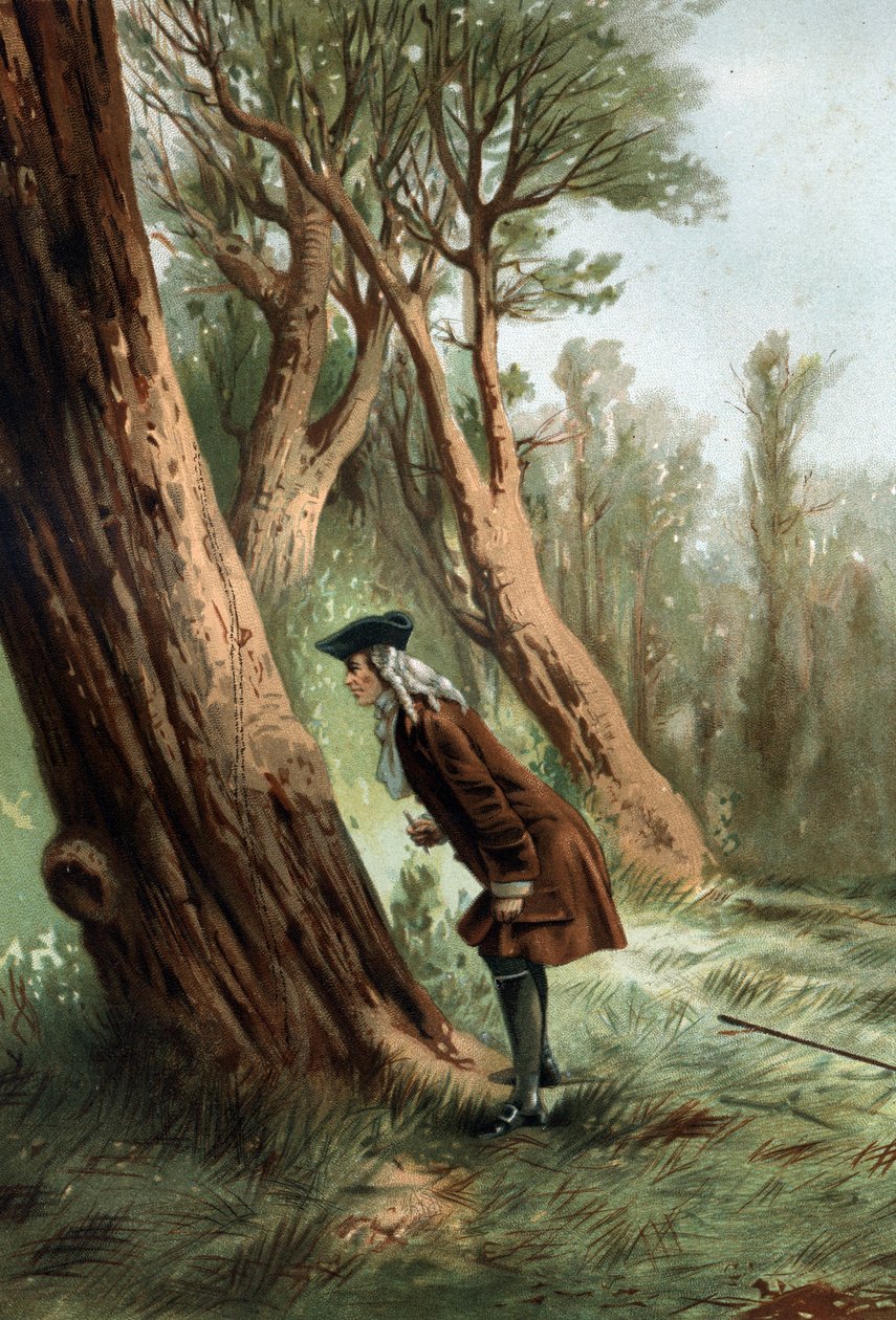 René Antoine Ferchault de Réaumur (1683-1757), francouzský fyzik a přírodovědec, studující morálku caterilles.po „La Ciencia y sus Hombres par Louis Figuier“ Barcelona 1881 od Unknown artist