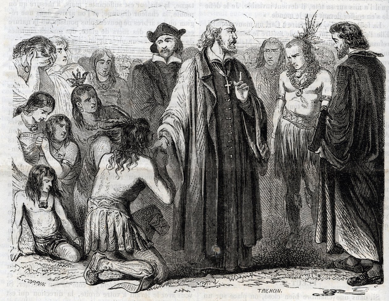 Reprezentace Bartolome de las Casas (1484-1566) dominikánský kněz, misionář u Indiánů“ (Portrét Bartolome de las casas, dominikánského mnicha a ochránce indiánů – rytina z roku 1860 od Unknown artist