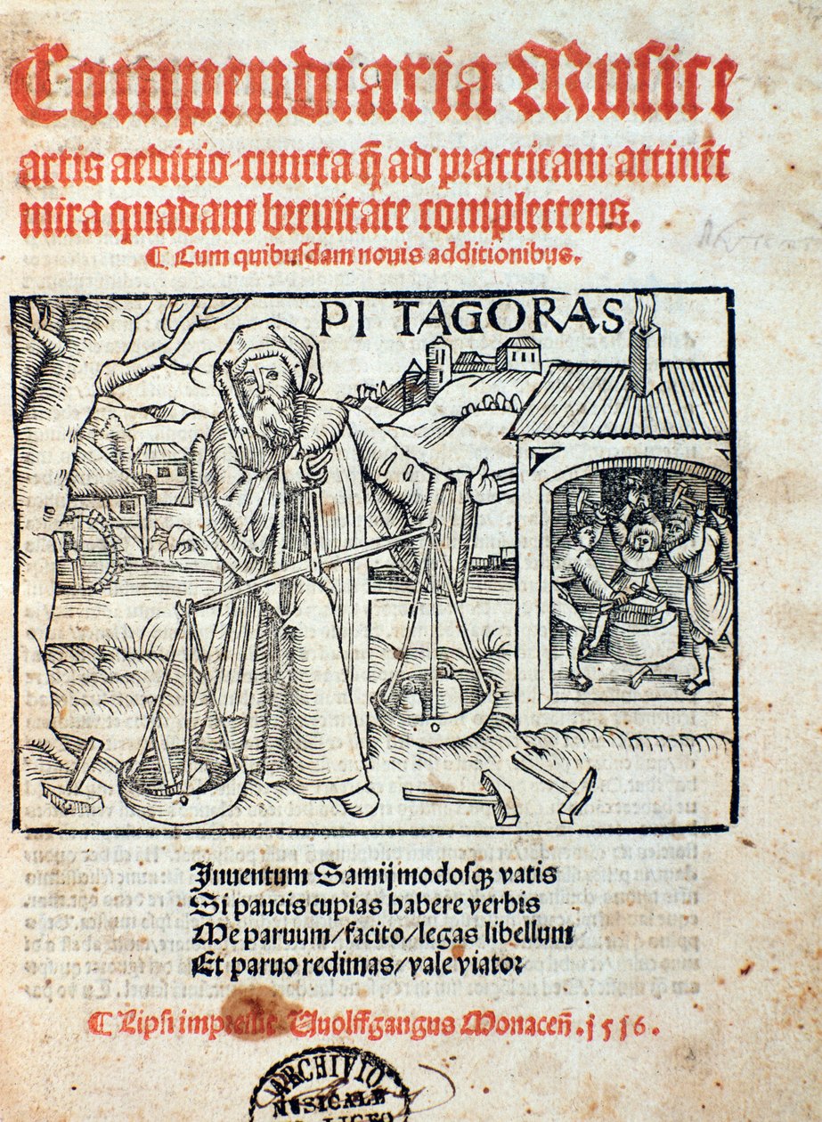 Znázornění Pythagoras, z Compendiara musica (1516) od Unknown artist