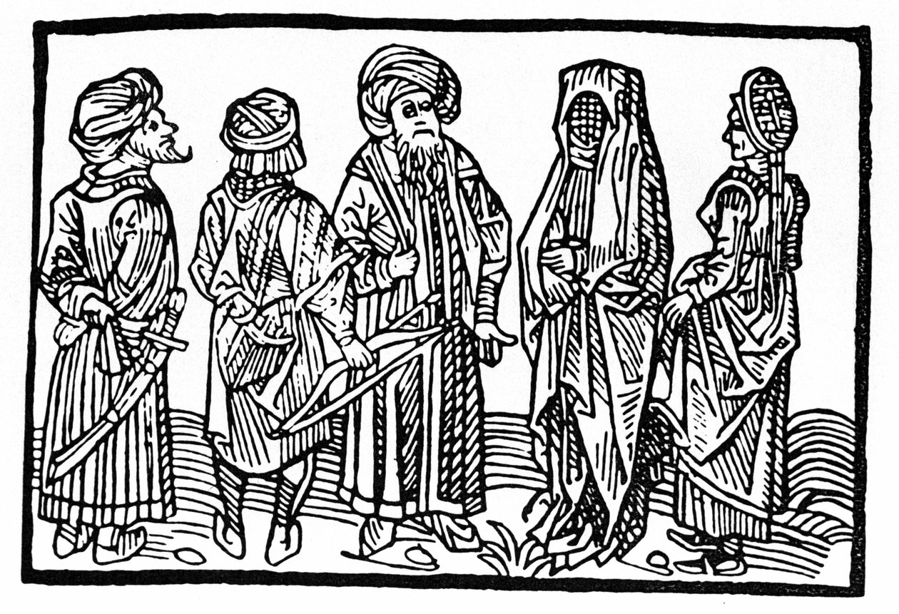 Reprezentace Saracénů, Xylografie 15. století. od Unknown artist