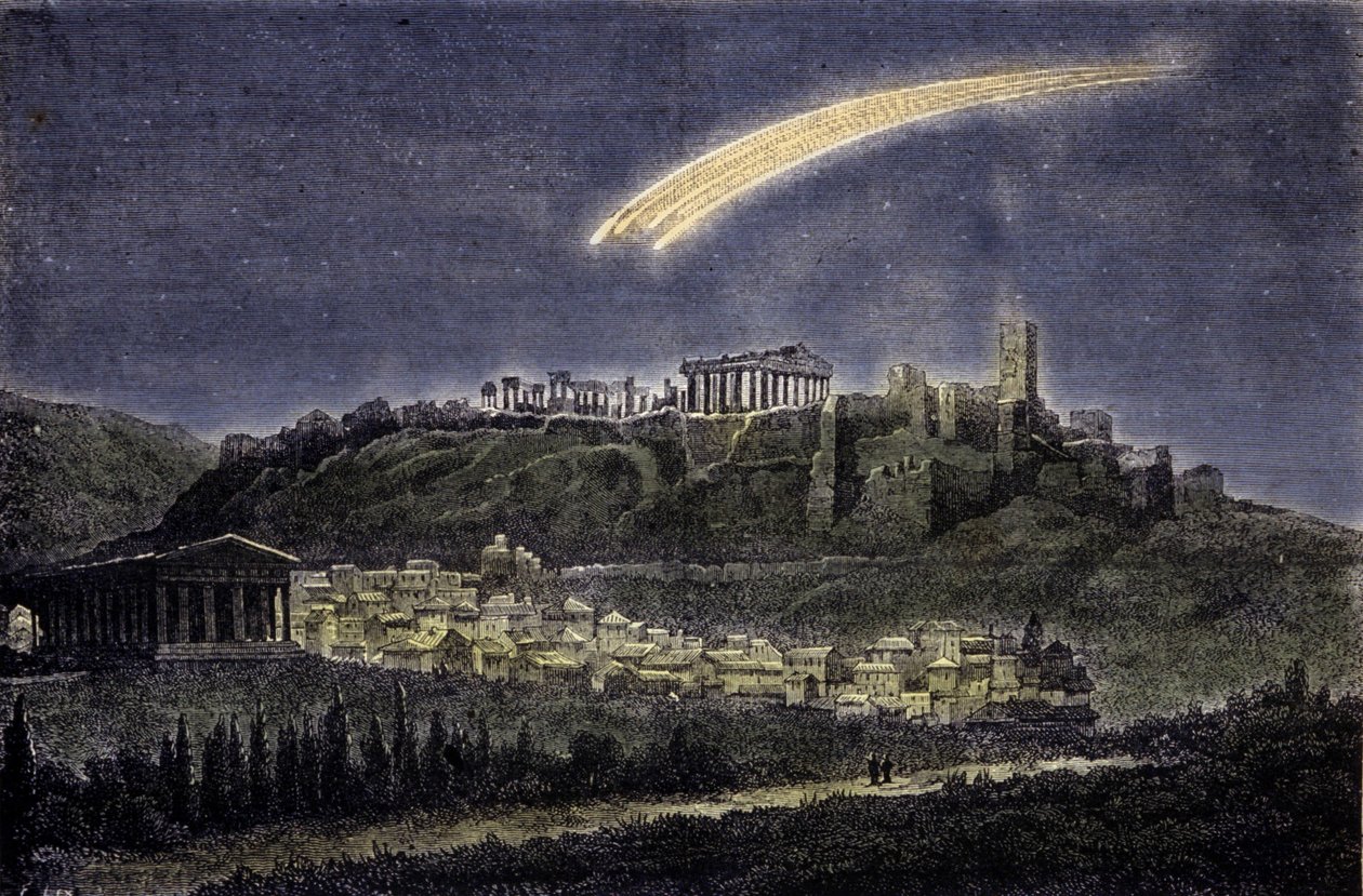 Reprezentace komety nad městem Athenes v roce 1878. od Unknown artist
