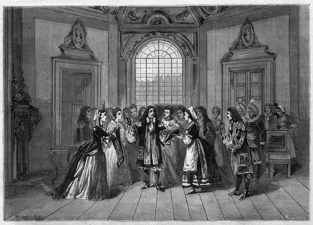 Ztvárnění komické opery: Ludvík XIV. v „“Le roi a dit““ na libreto Edmonda Gondineta (1829-1888) a hudbu Lea Delibese (1836-1891). Paříž, Theatre de l