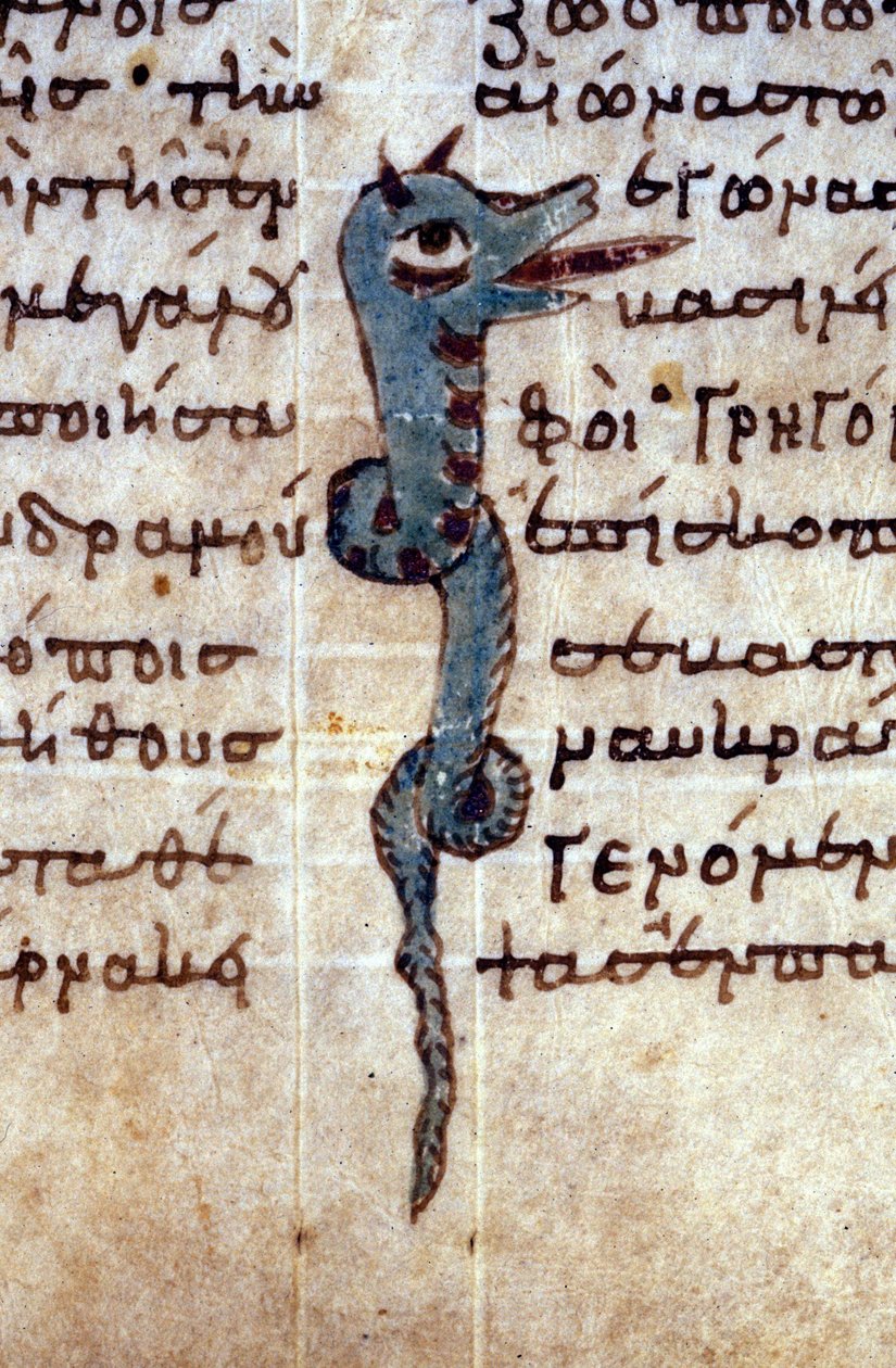 Znázornění hada. Rukopis 12. století. od Unknown artist