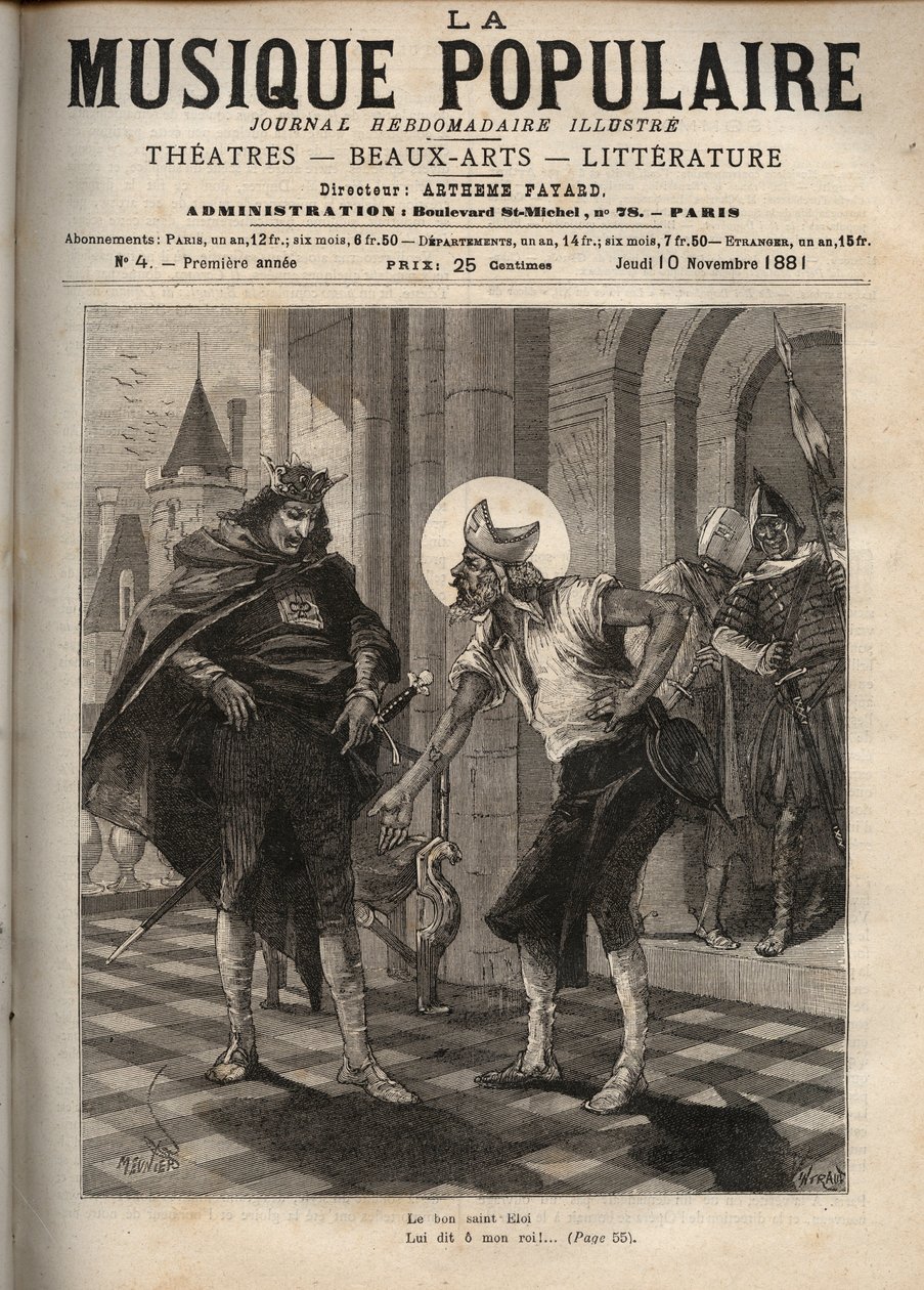 Znázornění francouzské populární písně „“Král Dagobert““ představující krále Dagoberta I. (asi 600–639) a svatého Eloi de Noyon (asi 588–660): „Dobrý svatý Eloi od Unknown artist