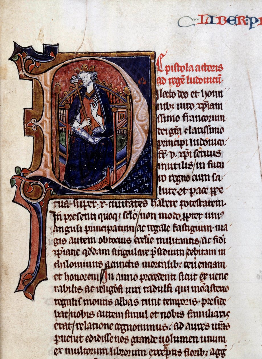 Zastoupení francouzského krále Saint Louis (nebo Louis IX) (1214-1270). Miniatura převzatá z „“Zrcadla dějin““ (Speculuum Historiale) od Vincenta de Beauvais (1190-1267), Dijon, Městská knihovna od Unknown artist