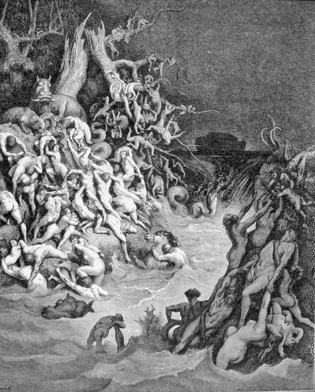 Reprezentace univerzální potopy. 19. století rytina. od Unknown artist