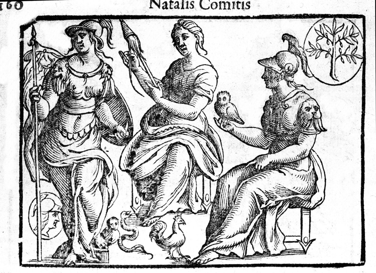 Zastoupení božské Athény. Rytina z "Mytologie a bajky" od hraběte Natalie 1637 od Unknown artist