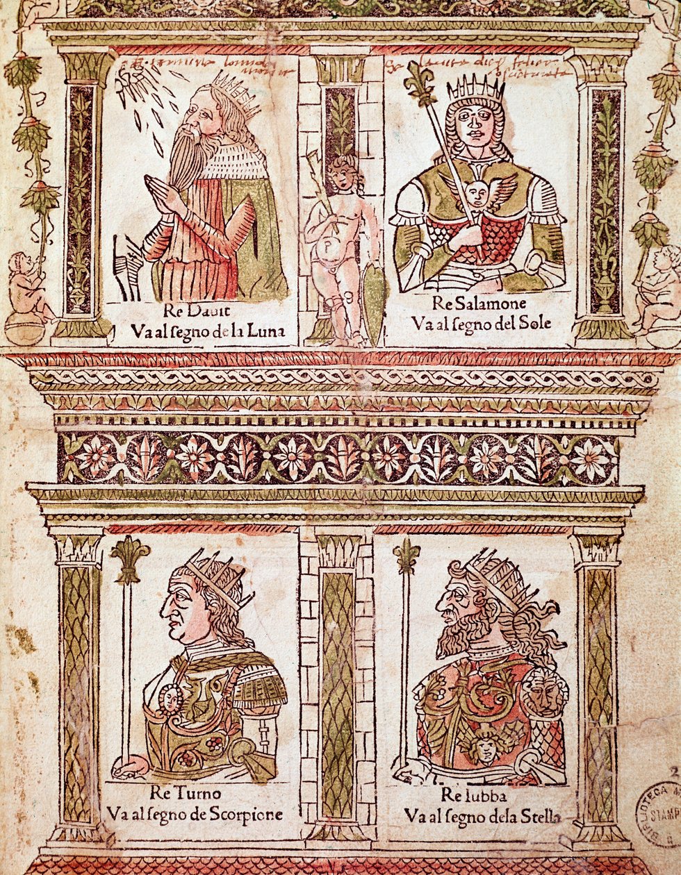 Zastoupení stránky králů: král David, král Šalamoun, král Turno a král Lubba (Stránka králů) 1496) básník a humanista od Unknown artist