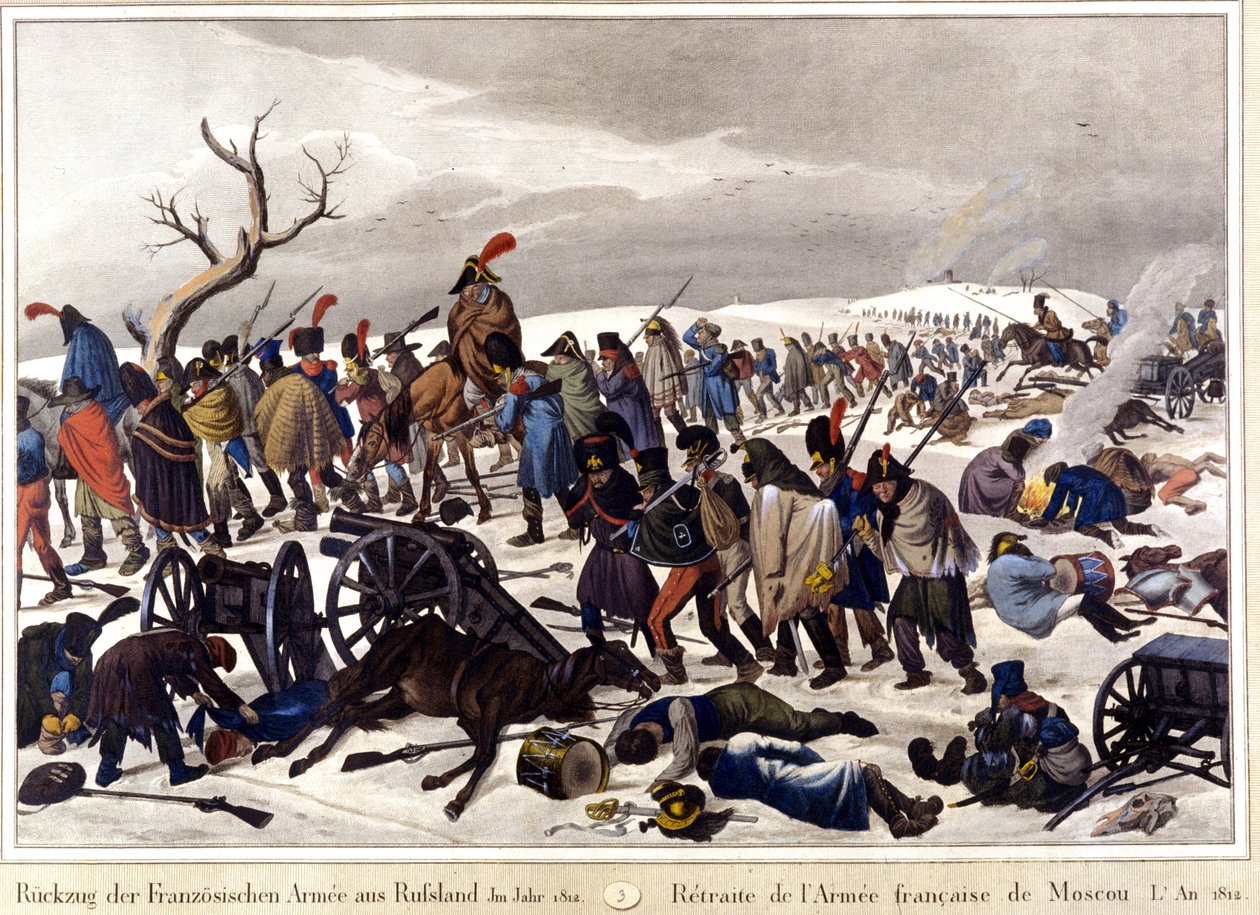 Stažen z francouzské armády Moskvy v roce 1812. Rytina 19. století. od Unknown artist
