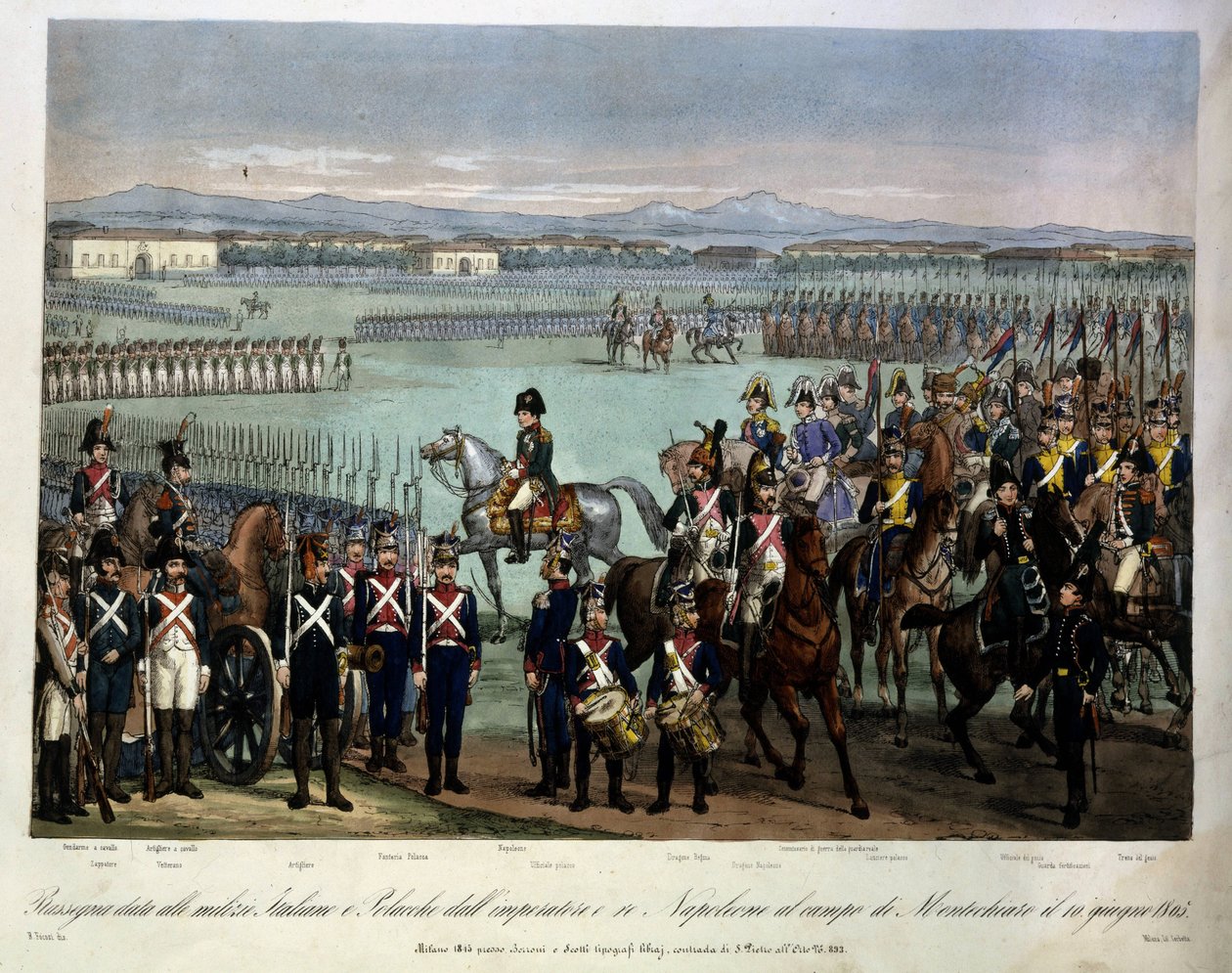 Recenze italských a polských milicí Napoleona na poli Montechiaro, 10. června od Unknown artist