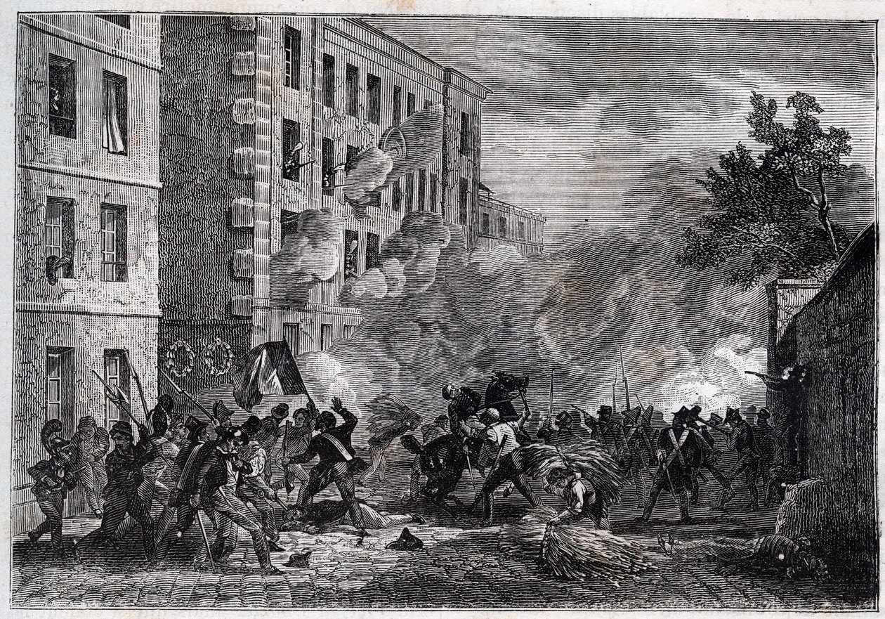 Revoluce 1830 – Smrt polytechnika Louise Vaneaua (Vanneau od Unknown artist