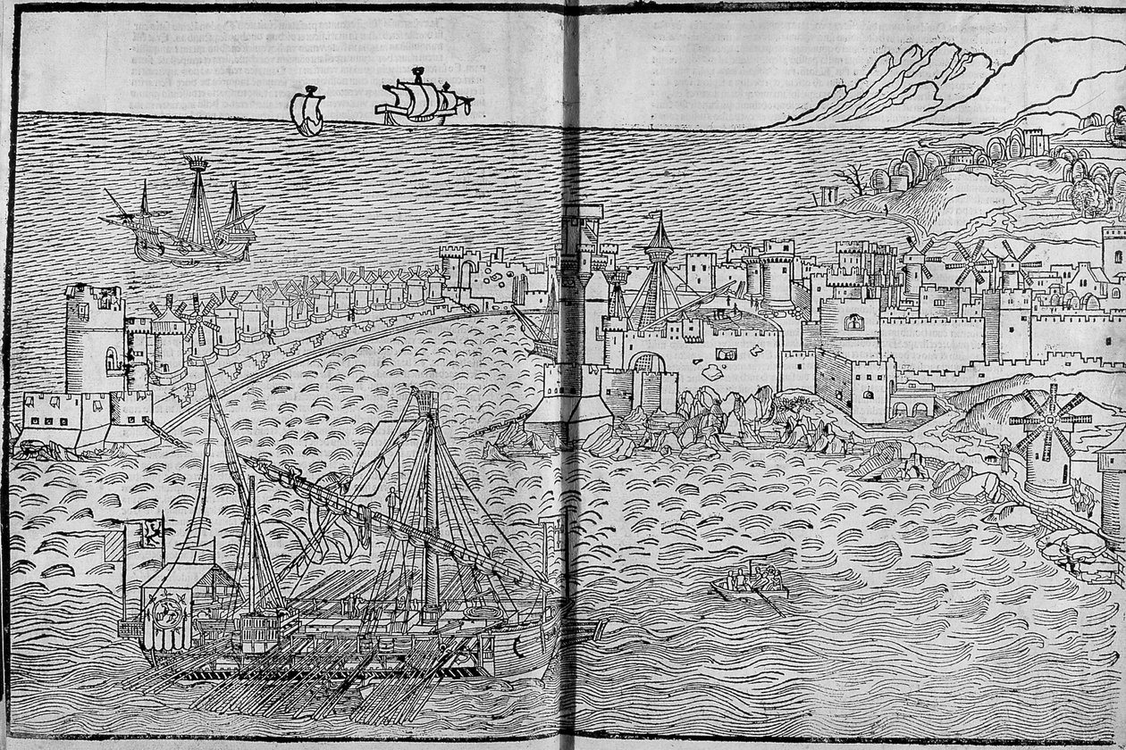Rhodos - v ""Les Saintes Peregrinations"" od Bernarda de Breydenbach od Unknown artist