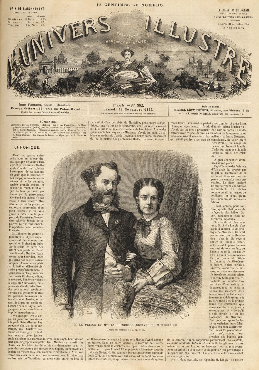Richard Klemens von Metternich (1829-1895) a Pauline Metternich (Pauline Clementine Marie Walburge, hraběnka Sandor von Szlavnicza - princezna z Metternich-Winneburg zu Beilstein) (1836-1921) - Ilustrativní vesmír 1864 od Unknown artist
