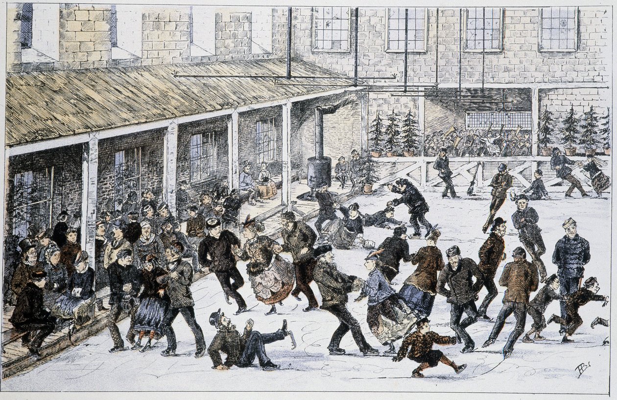 Kluziště v Halifaxu, Nova Scotia - v „“Náčrtech kanadských sportů a zábav““ od Lieut. Henry Buckton Laurence od Unknown artist