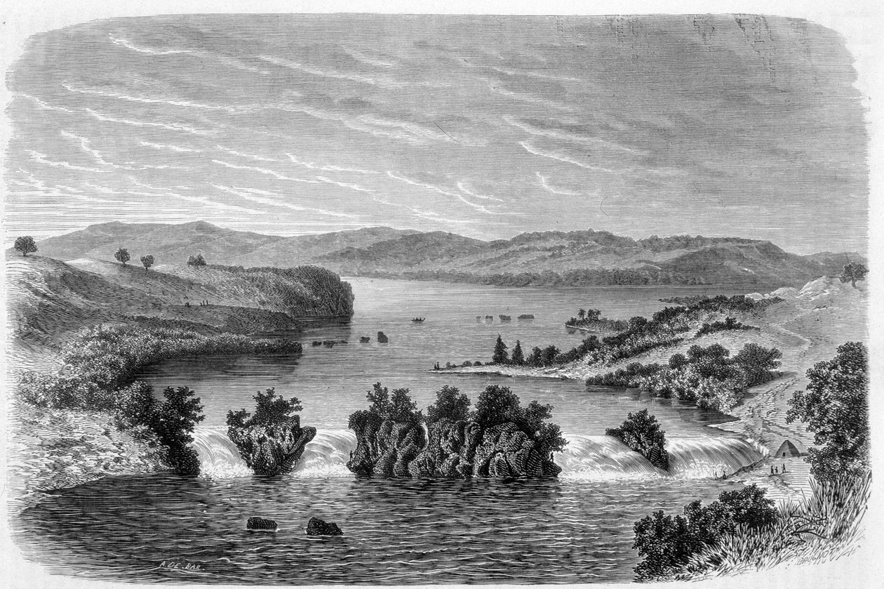 Vodopády Ripon, Nil opouštějící Viktoriino jezero – v „“ Tour du Monde“ od Unknown artist