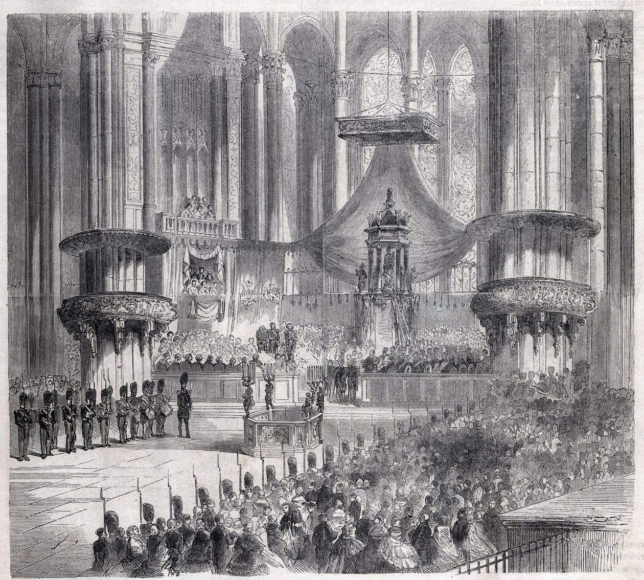 Risorgimento - Oslava Te Deum v milánské katedrále za přítomnosti králů Itálie a Francie od Unknown artist
