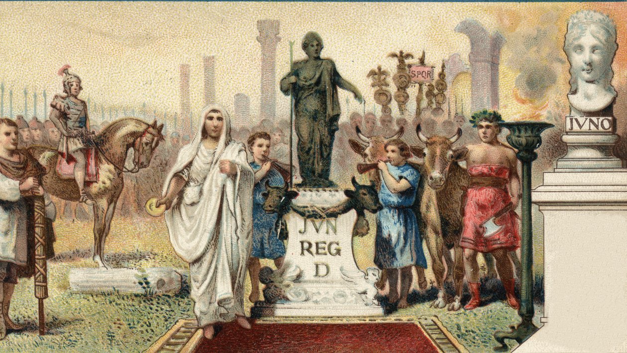 Římský politický systém. Tribune de la plebe: Caius Sempronius Gracchus (Gaio (Caio) Sempronius Gracco) (154-122 př. n. l.), římský státník (přezdívaný „Les Gracques“ se svým bratrem) vytvořil pro kolonii nové město (Junonia) v Kartágu. Chromolitografie l od Unknown artist