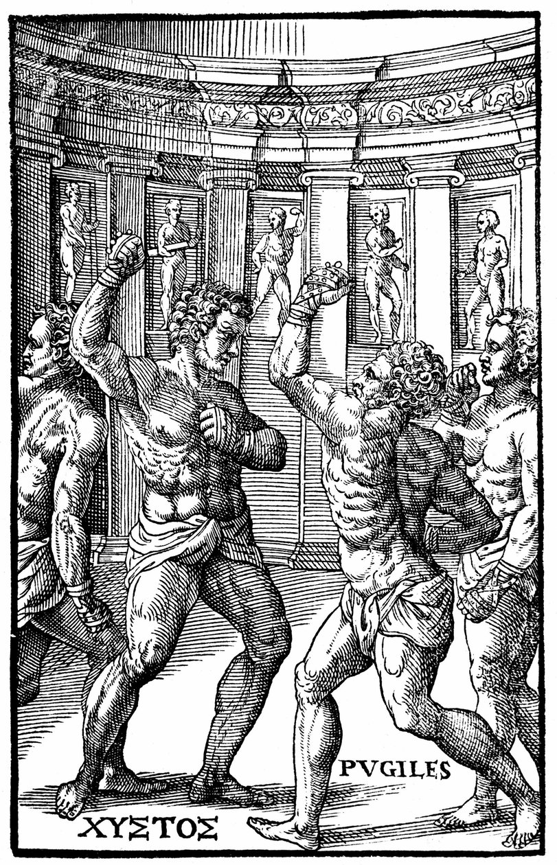 Římští zápasníci - v "Hieronymi Mercurialis de Arte Gymnastica", vydání v Benátkách od Unknown artist