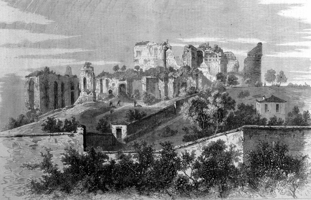 Řím, pohled na horu Palatine a ruiny paláce Cesarů. od Unknown artist