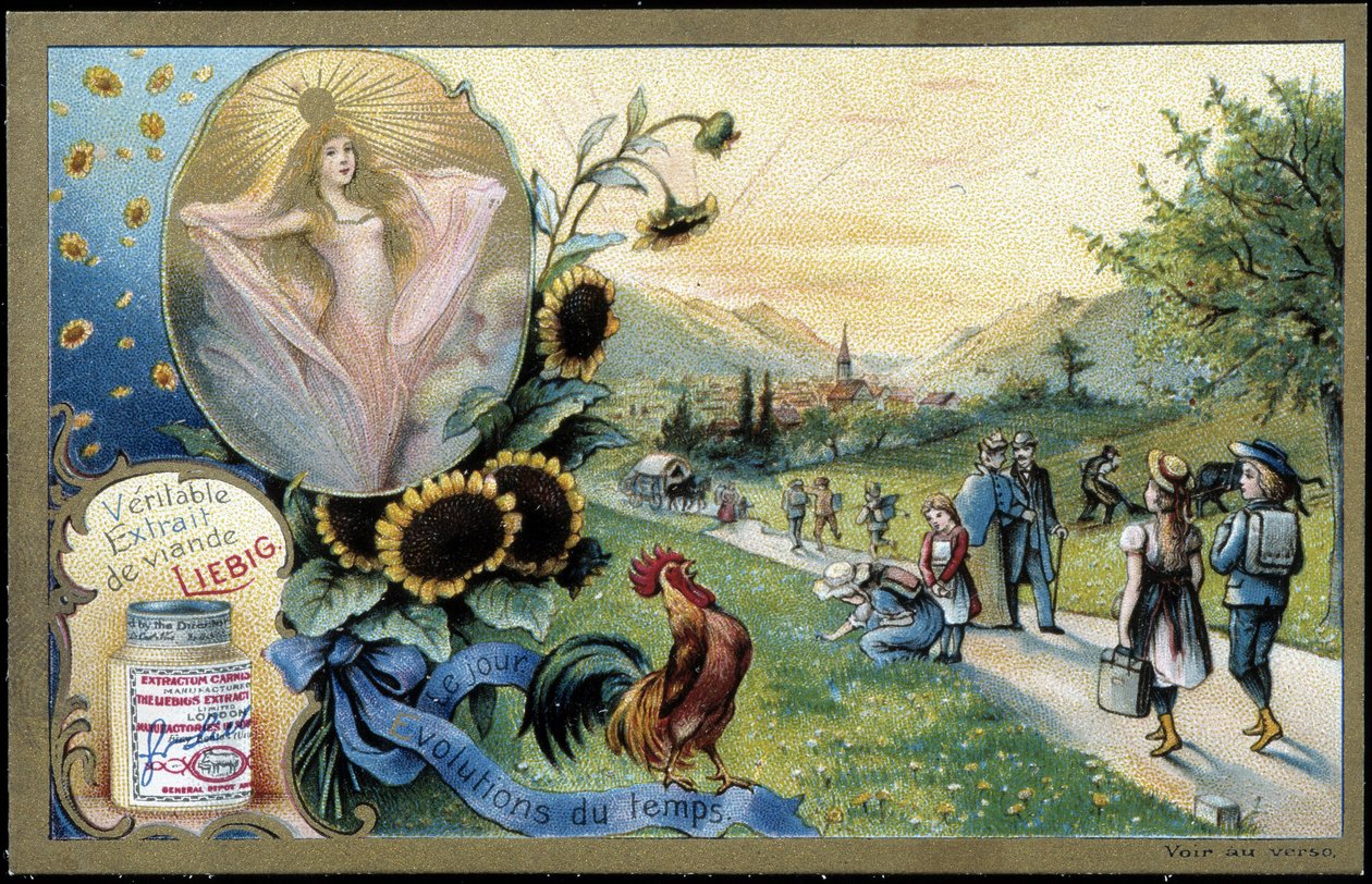 Kohout zpívá východ slunce - chromo. Liébig, deb. 20. století od Unknown artist