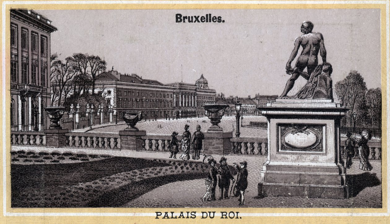 Královský palác v Bruselu, Belgie. Chromolitografie konce 19. století. od Unknown artist