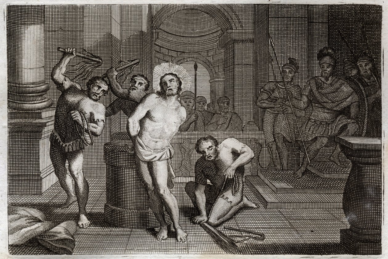 Royaumontská Bible, Nový zákon: Bičování Ježíše Krista. Ilustrace z roku 1811. od Unknown artist