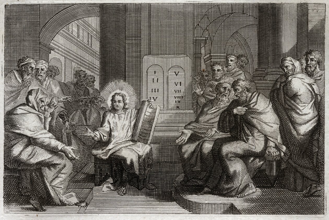 Royaumontská Bible, Nový zákon: Ježíš v chrámu mezi lékaři. od Unknown artist
