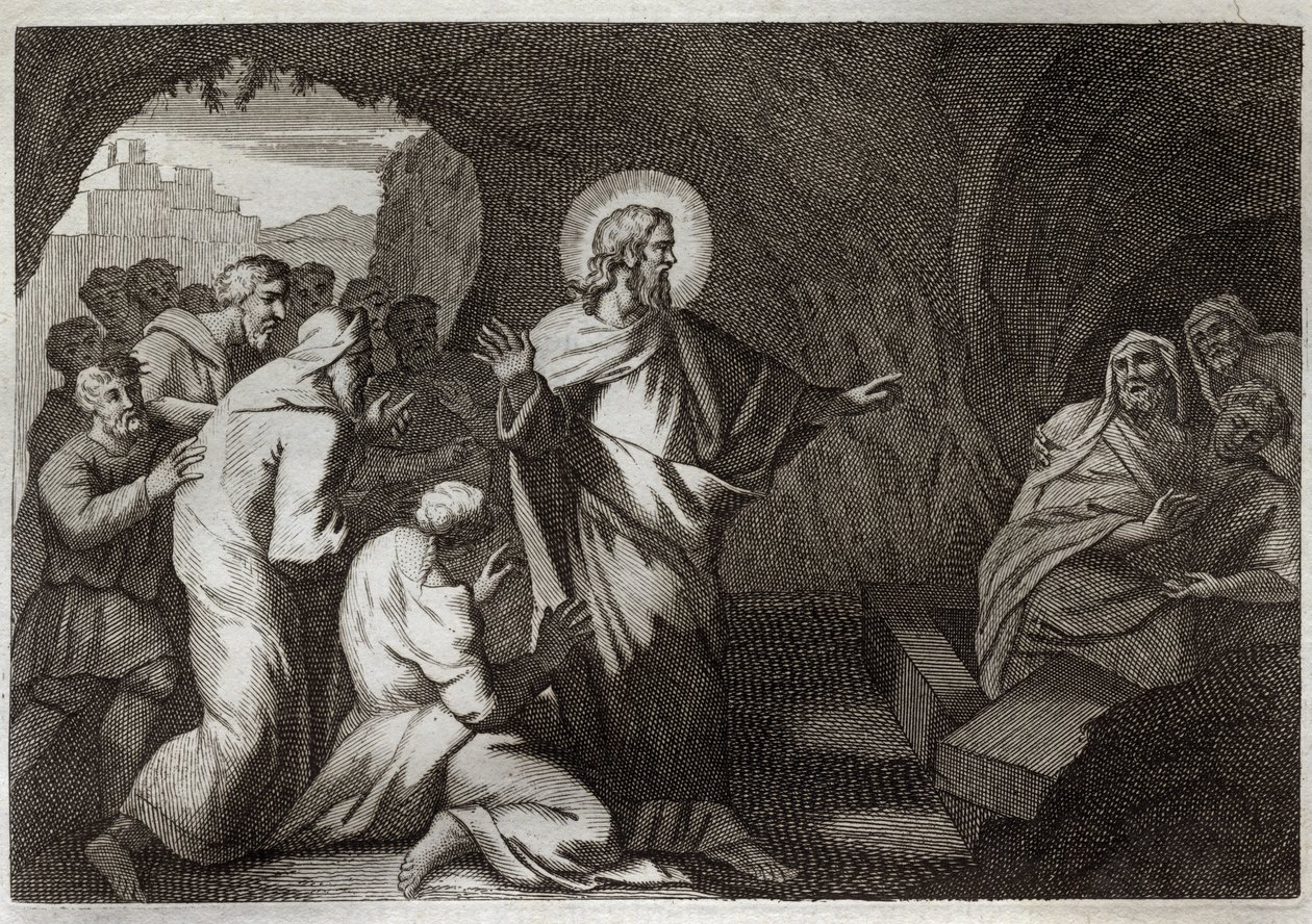 Royaumontská Bible, Nový zákon: Vzkříšení Lazara Ježíšem Kristem. Ilustrace z roku 1811. od Unknown artist