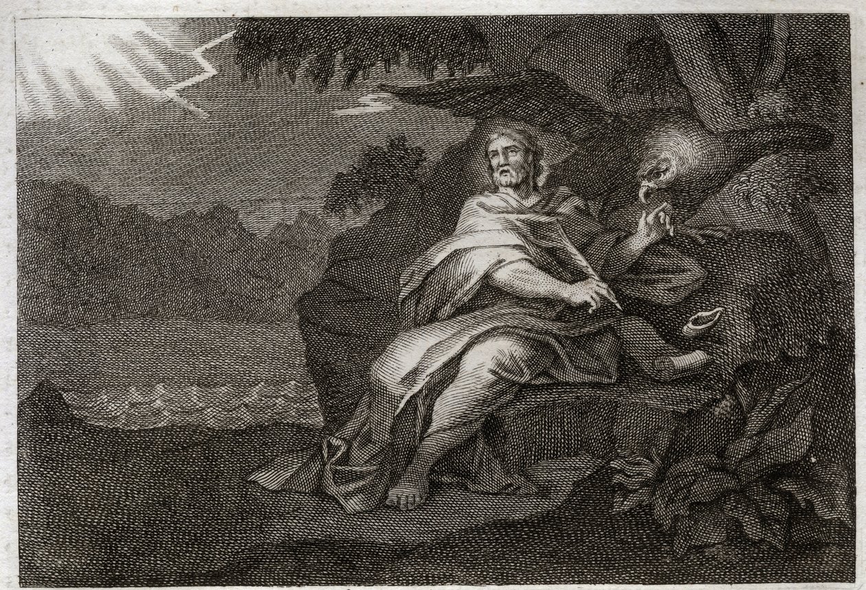 Royaumontská Bible, Nový zákon: Evangelista Saint John s orlem. Ilustrace z roku 1811. od Unknown artist