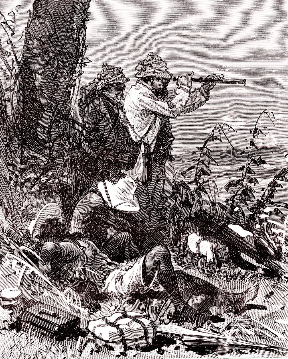Gumařští inženýři zkoumající kaučuková pole v Guyaně od Unknown artist