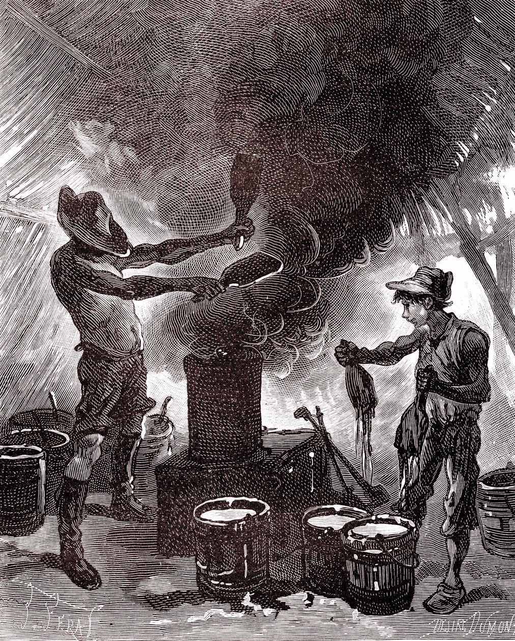 Příprava pryže nebo vulkanizace v brazilském lese od Unknown artist