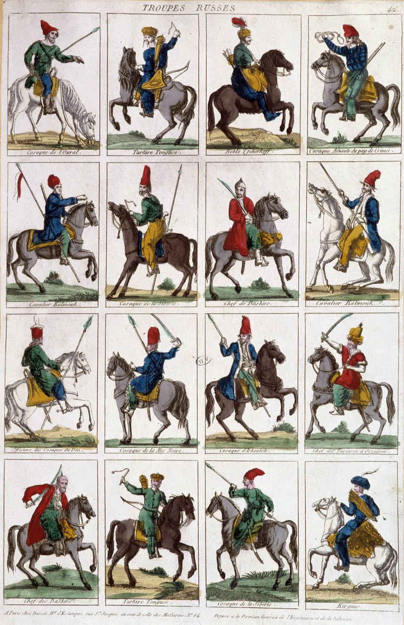 Russian Arm Horsemen - rytina od Unknown artist