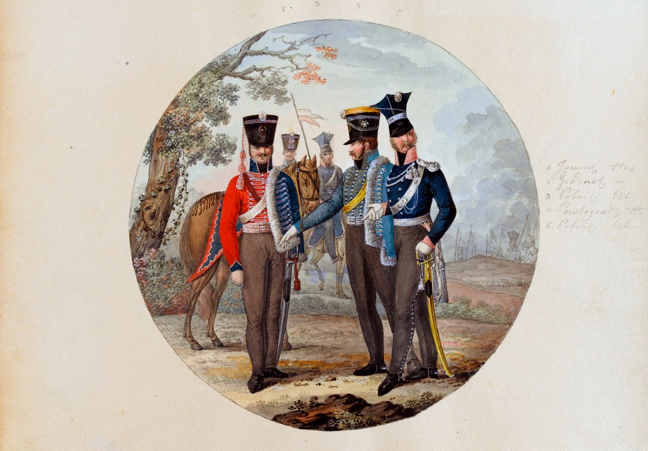 Ruští husaři a kopiníci od Unknown artist