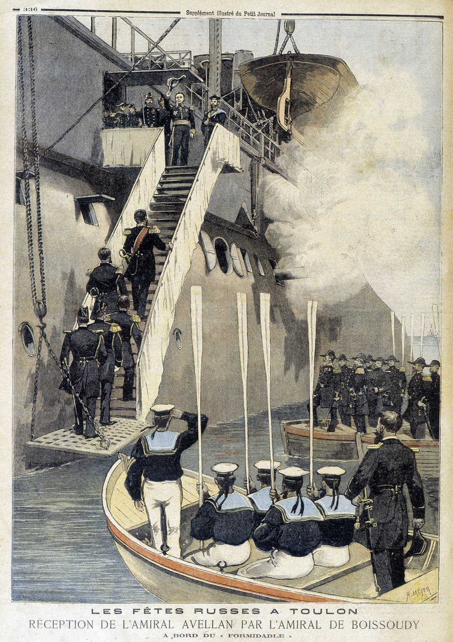 Ruské večírky v Toulonu: přijetí admirála Avellana admirálem de Boissoudy - v „“Le Petit Journal““ od Unknown artist