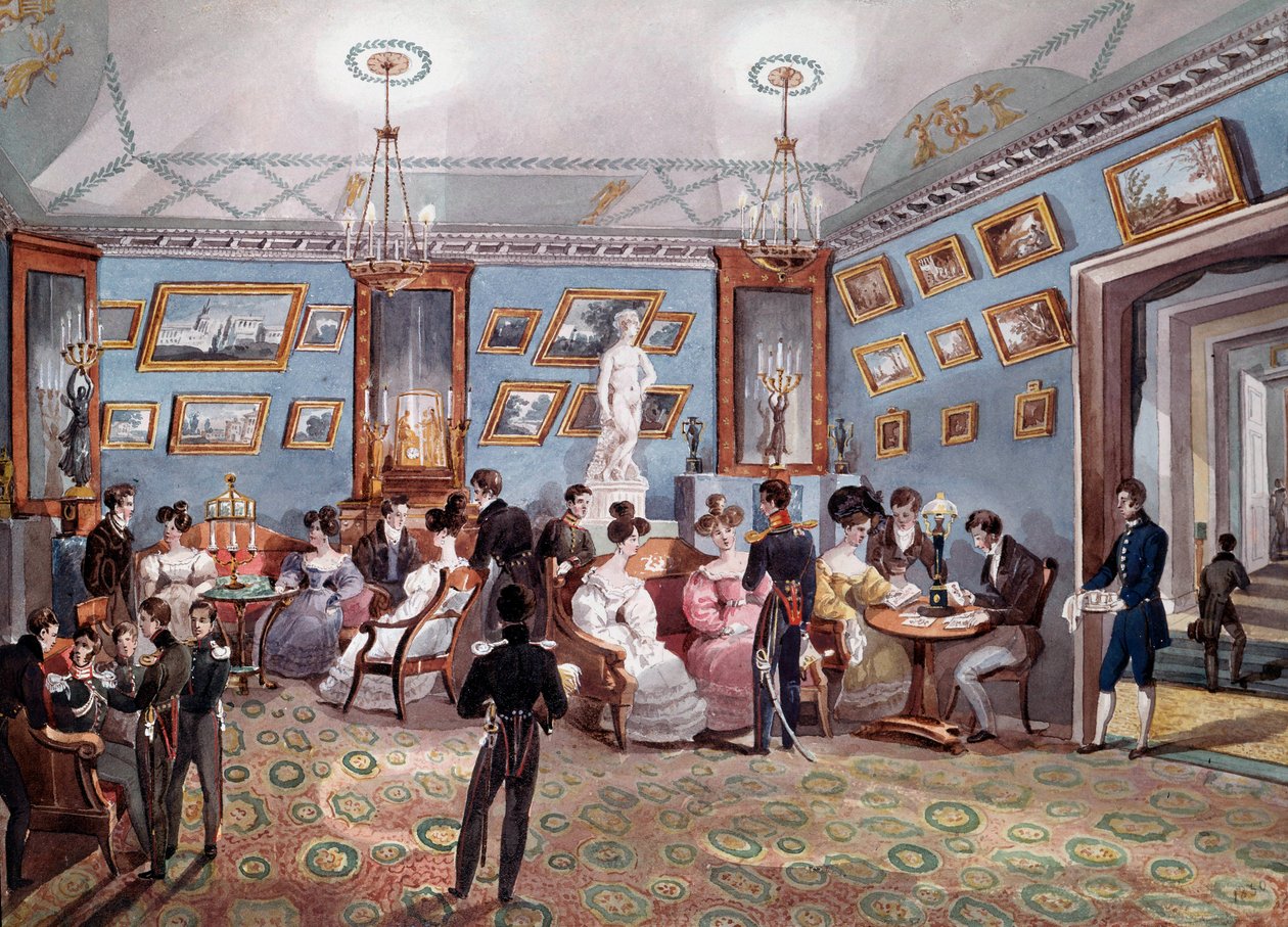 Ruská společnost: sociální veletrh v Petrohradu. Litografie kolem roku 1830. Petrohrad, Ermitážní knihovna od Unknown artist