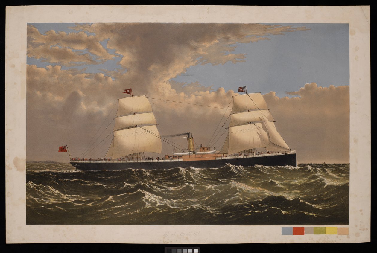 S S Bristol, White Star Line, cca 1875 (tisk) od Unknown artist