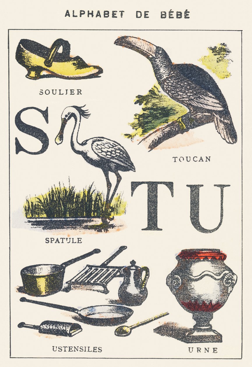 S T U: bota, špachtle, tukan, nádobí, urna od Unknown artist