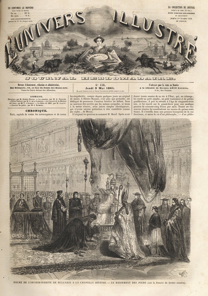 Posvátný archimandrita Bulharska v Sixtinské kapli v Římě od papeže Pia IX 1861 - Slavný vesmír v roce 1861 - od Unknown artist