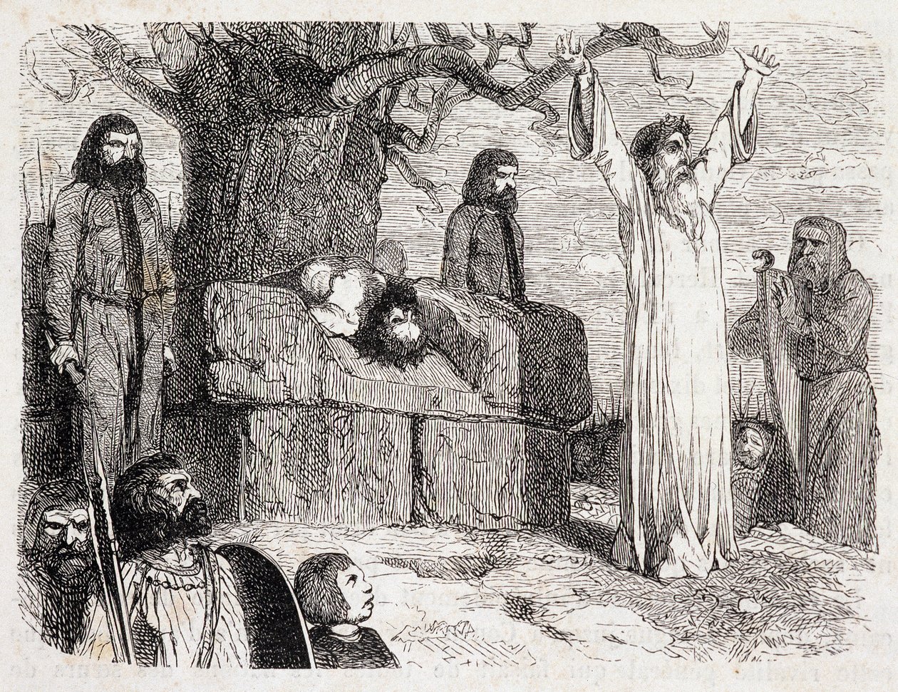 Human Sacrifice od Druidů – ve „Starověké a moderní Bretani““ od Pitre-Chevaliera (Pitre Chevalier), editoval W. Coquebert od Unknown artist