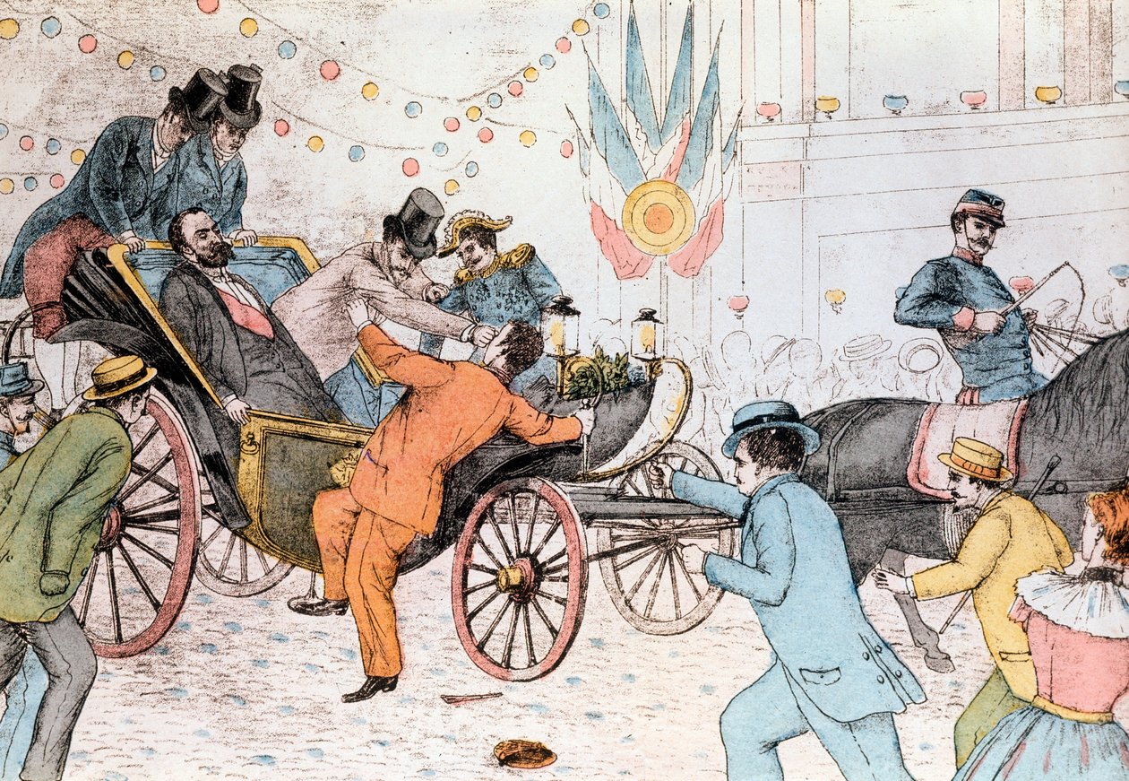 Sadi Carnot zavražděn Sante Jeronimo Caserio, italský anarchista, 25. června 1894 (rytina) od Unknown artist